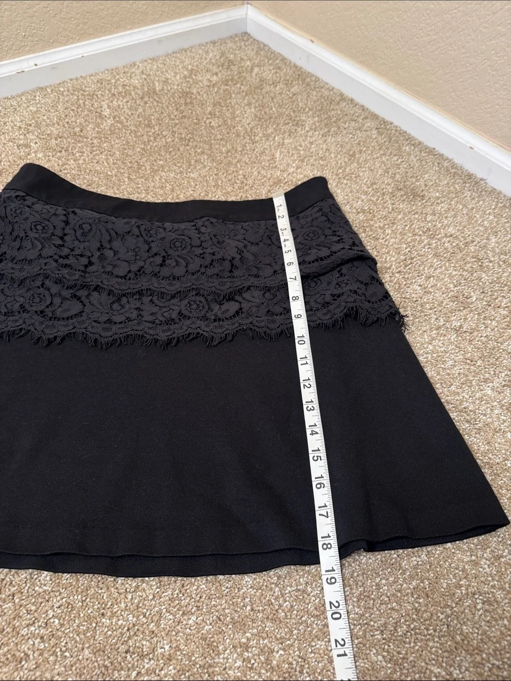 Cabi skirt Black Lace-Trim A-Line stretch pull on comfort career business office